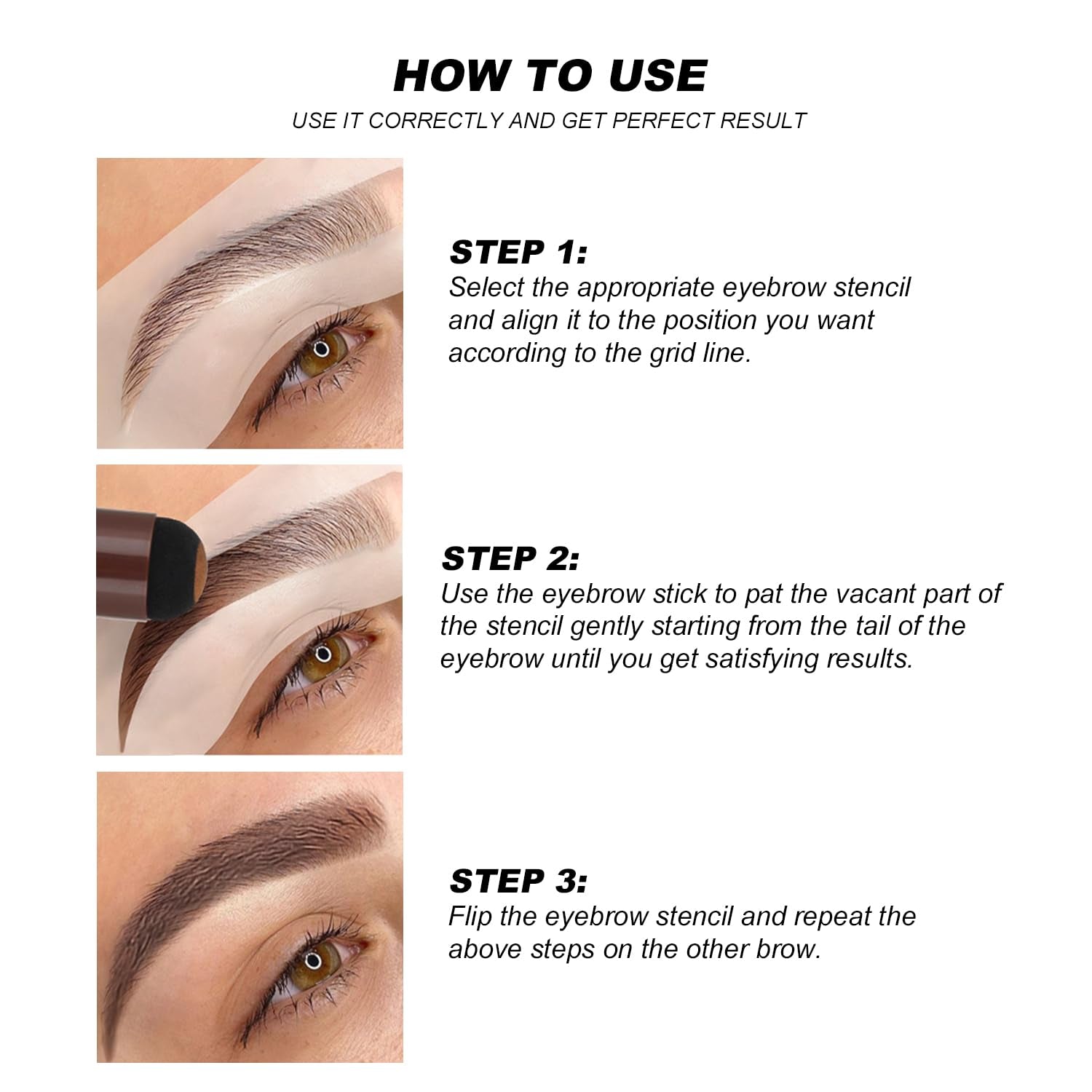 Eyebrow Stamp Color Set, Eyebrow Colors Shaping Kit, Long-Lasting Eyebrow Pomade for Women Girl, Cruelty-Free Plantillas Para La Cejas (Dark Brown)