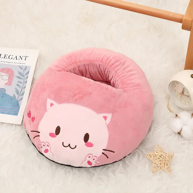USB Electric Heater Foot Warmer Charging Power Fleece Cartoon Cat Warm Foot Cover Feet Heating Pads for Home Bedroom Sleeping