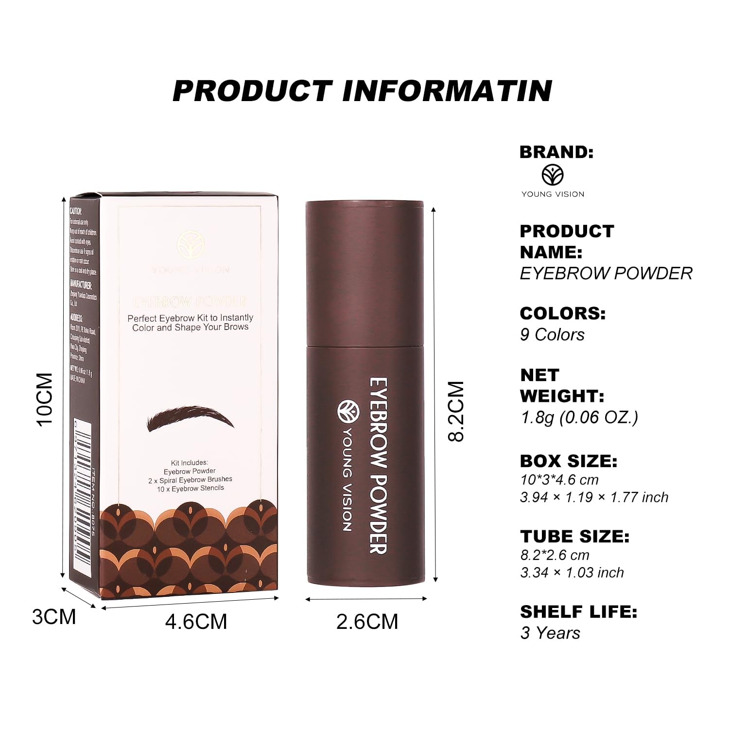 Eyebrow Stamp Color Set, Eyebrow Colors Shaping Kit, Long-Lasting Eyebrow Pomade for Women Girl, Cruelty-Free Plantillas Para La Cejas (Dark Brown)