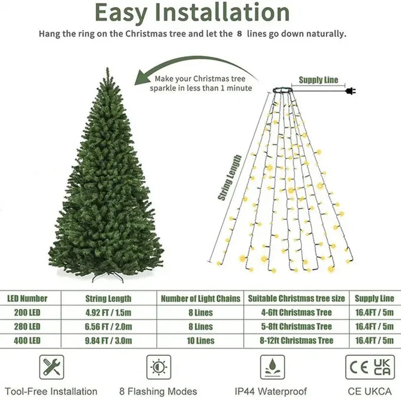 Easy-Drape Waterfall Christmas Tree Lights
