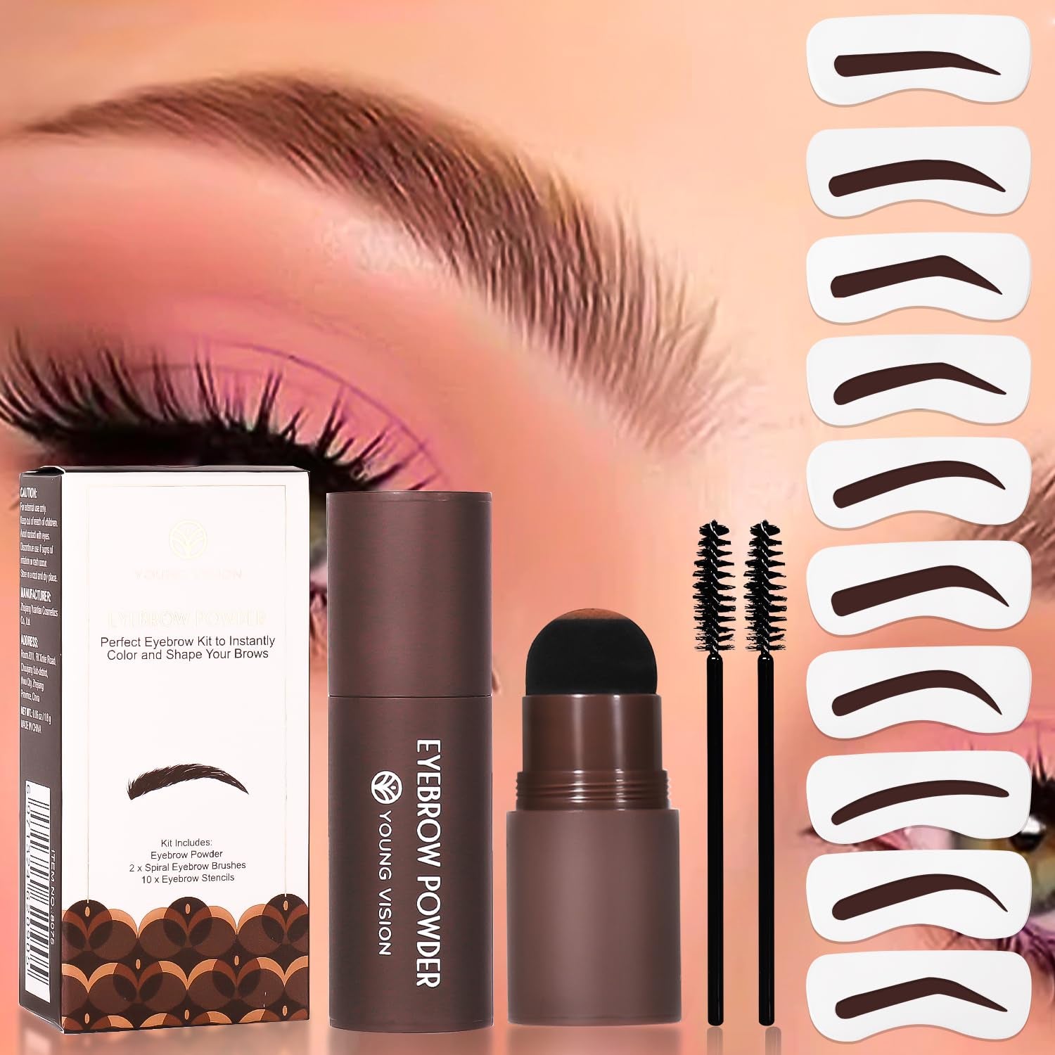 Eyebrow Stamp Color Set, Eyebrow Colors Shaping Kit, Long-Lasting Eyebrow Pomade for Women Girl, Cruelty-Free Plantillas Para La Cejas (Dark Brown)