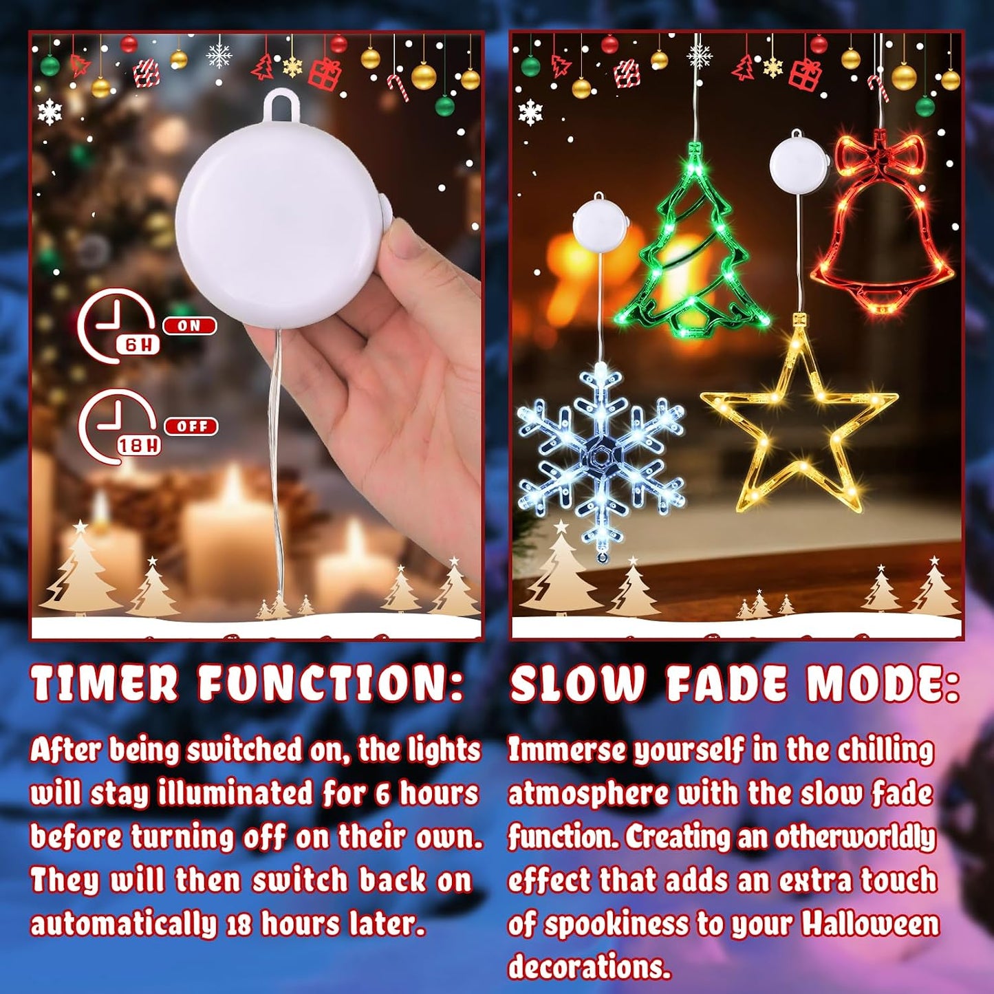 4-Piece Timer Christmas Window Light Set