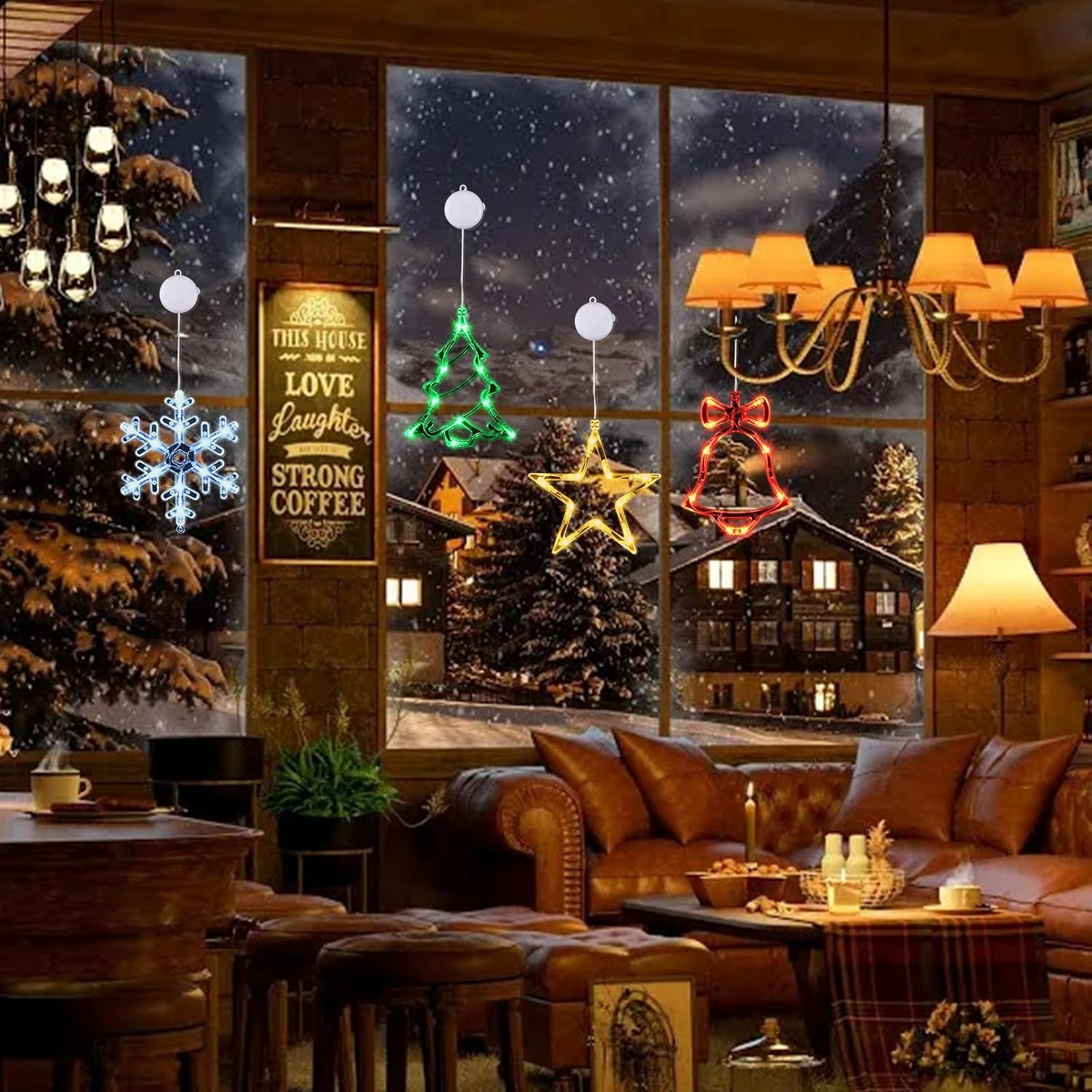 4-Piece Timer Christmas Window Light Set