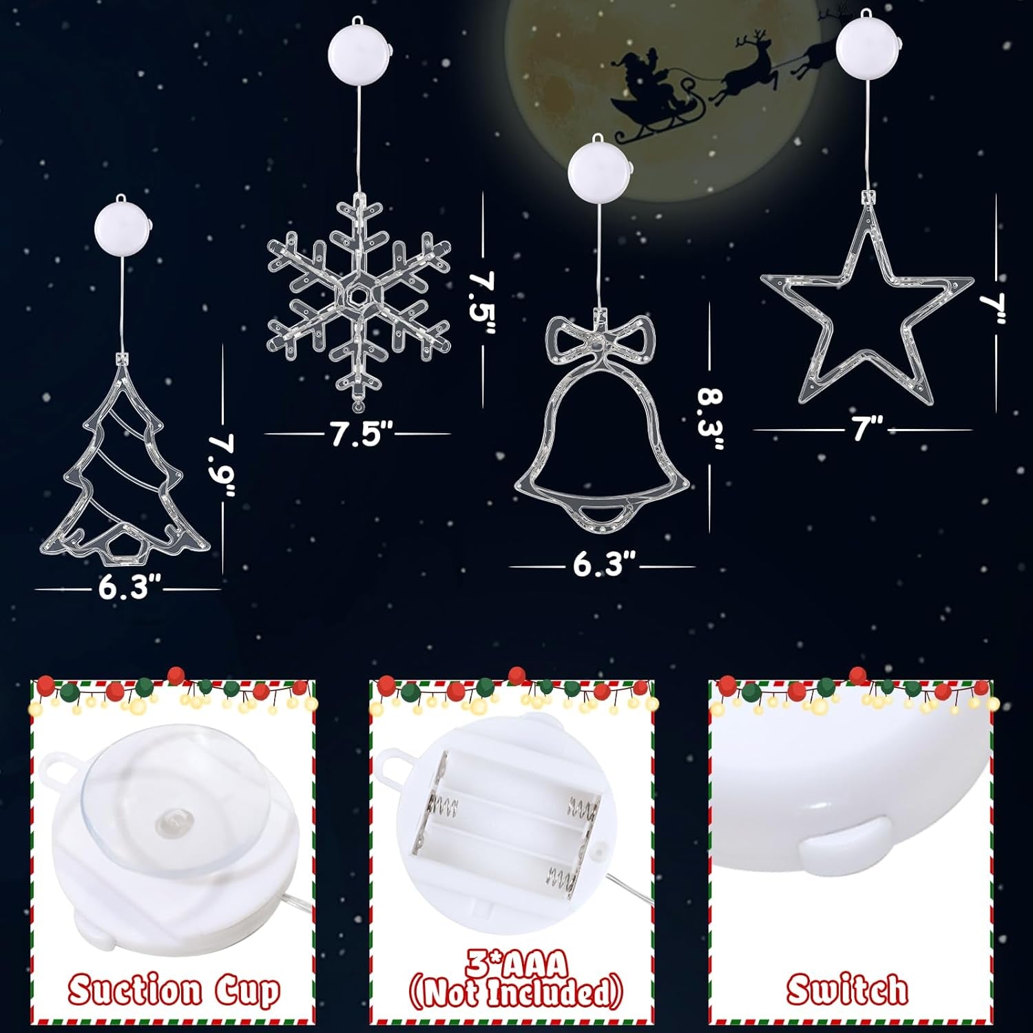 4-Piece Timer Christmas Window Light Set