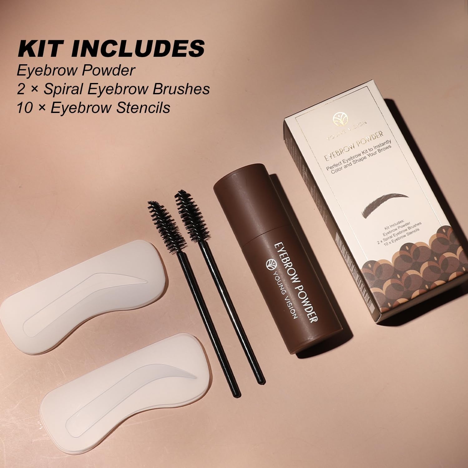 Eyebrow Stamp Color Set, Eyebrow Colors Shaping Kit, Long-Lasting Eyebrow Pomade for Women Girl, Cruelty-Free Plantillas Para La Cejas (Dark Brown)